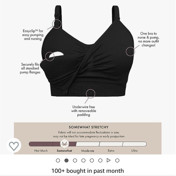 Kindred Bravely Sublime Hands Free Black Pumping Nursing Bra Adjustable Straps - Picture 10 of 11